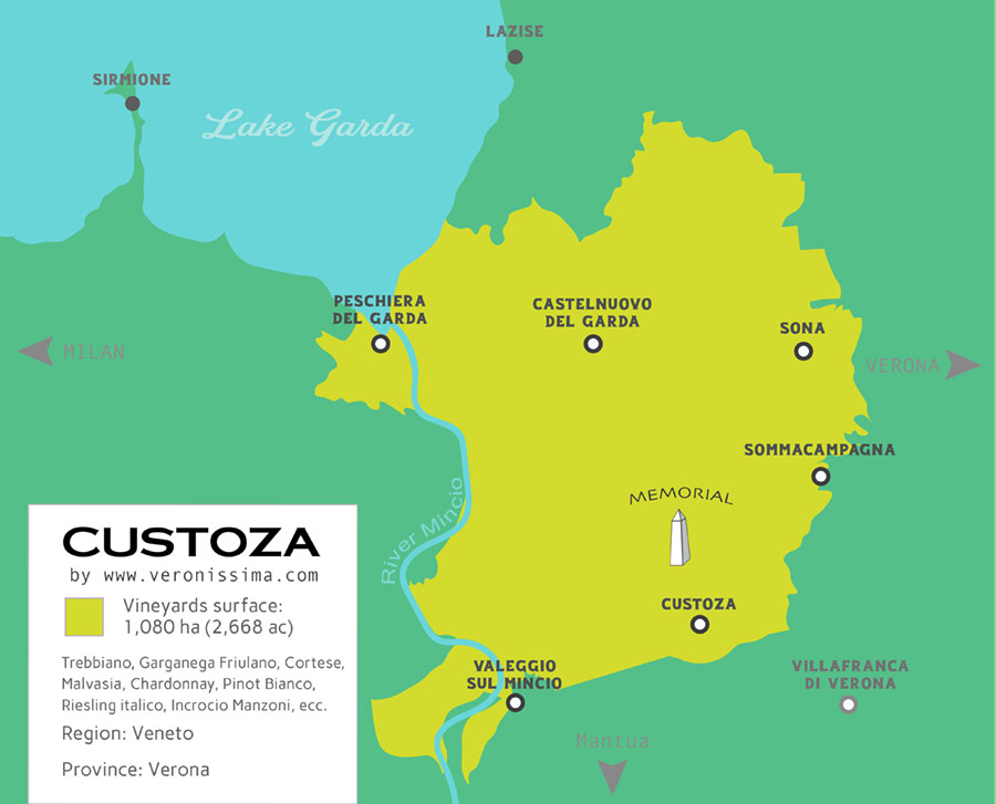 Custoza wine production map
