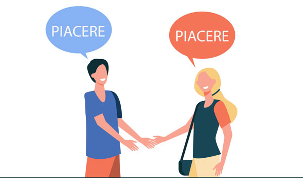 Two persons introducing themself in Italian