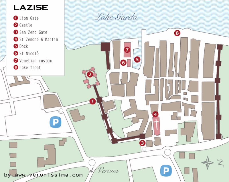 map of Lazise with main sights