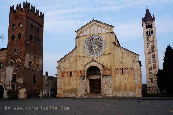 St. Zeno church facade in Verona