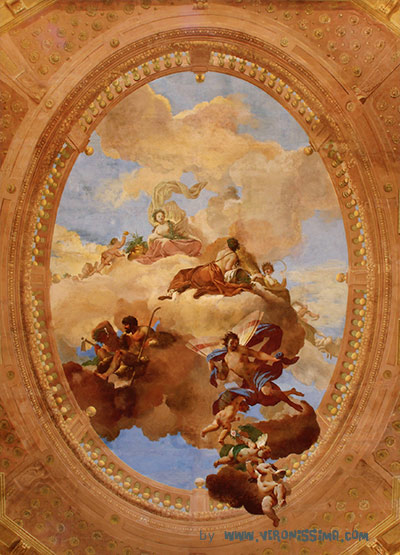 The frescoed ceiling of Villa Mosconi Bertani