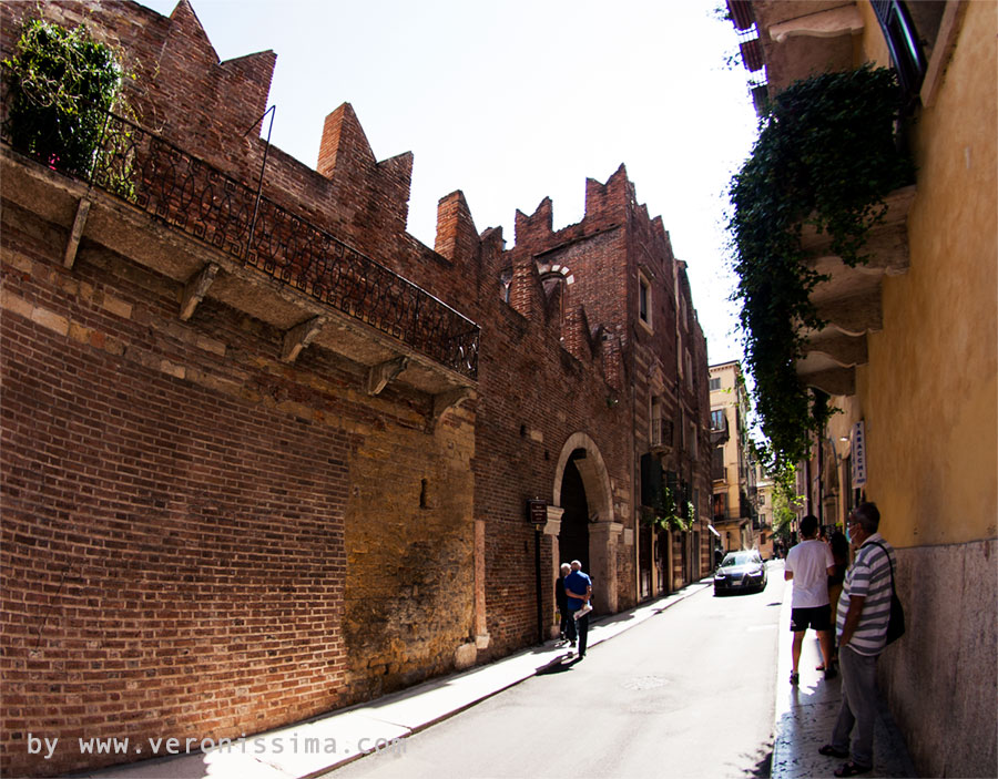 Outside of Romeo's house in Verona, a sort of small castle