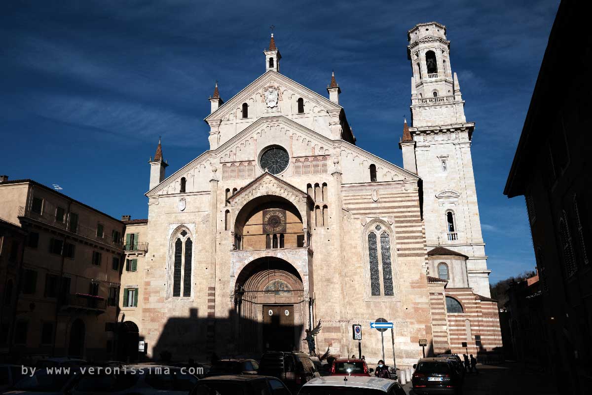 The facade of the Cathedral of Verona
