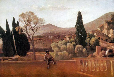 Dipinto con paesaggio di Corot