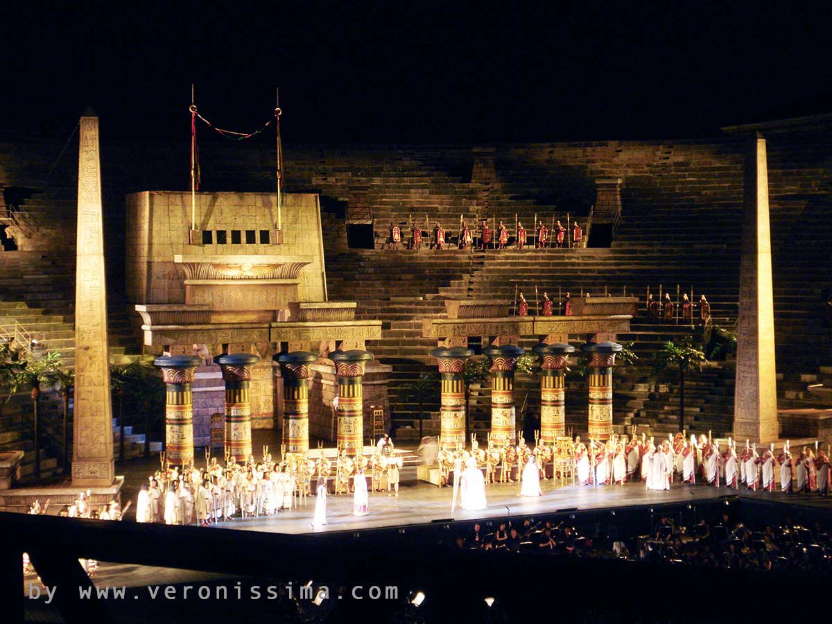 Stage set for Aida at the Arena in Verona
