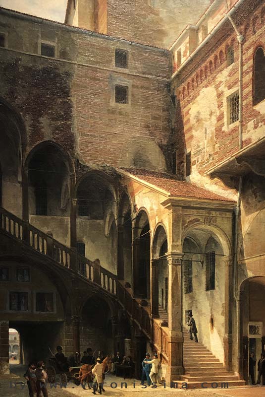 painting with a view of Palazzo della Ragion in the '800s