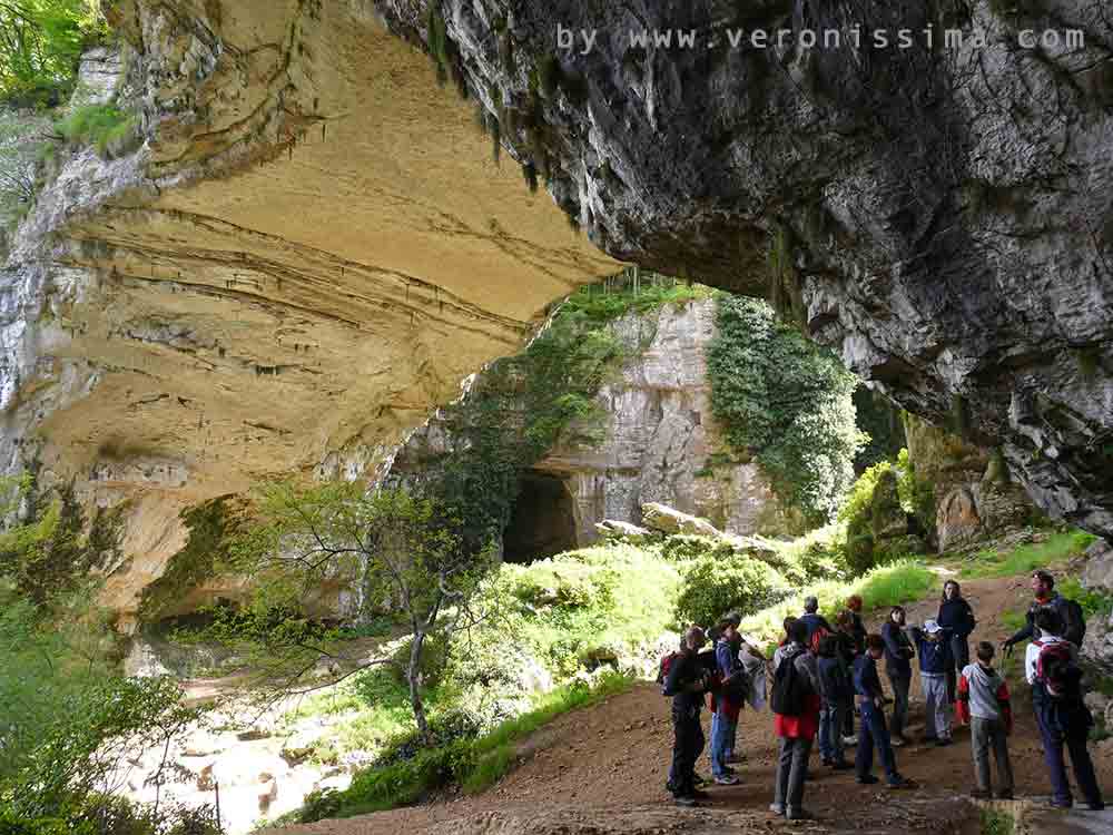 Formazione rocciosa di erosione in un prato verde