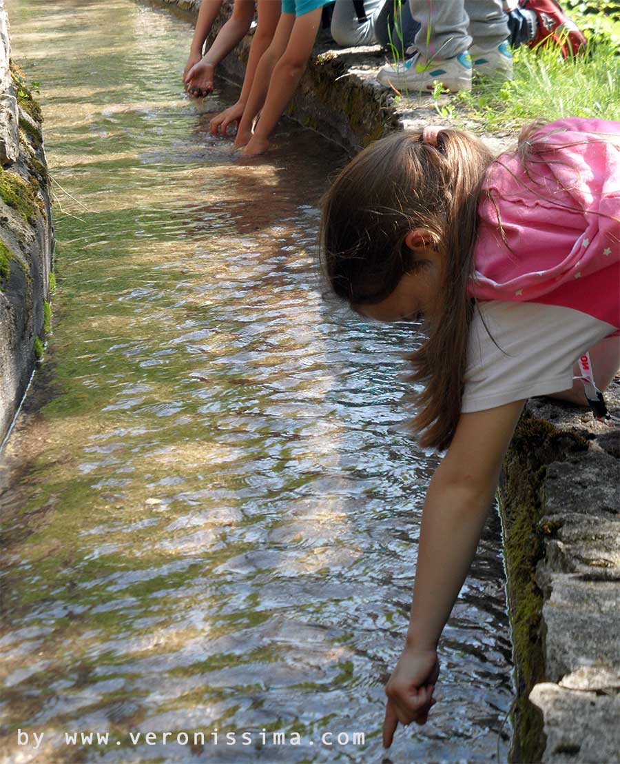 alcuni bambini esplorano un corso d'acqua