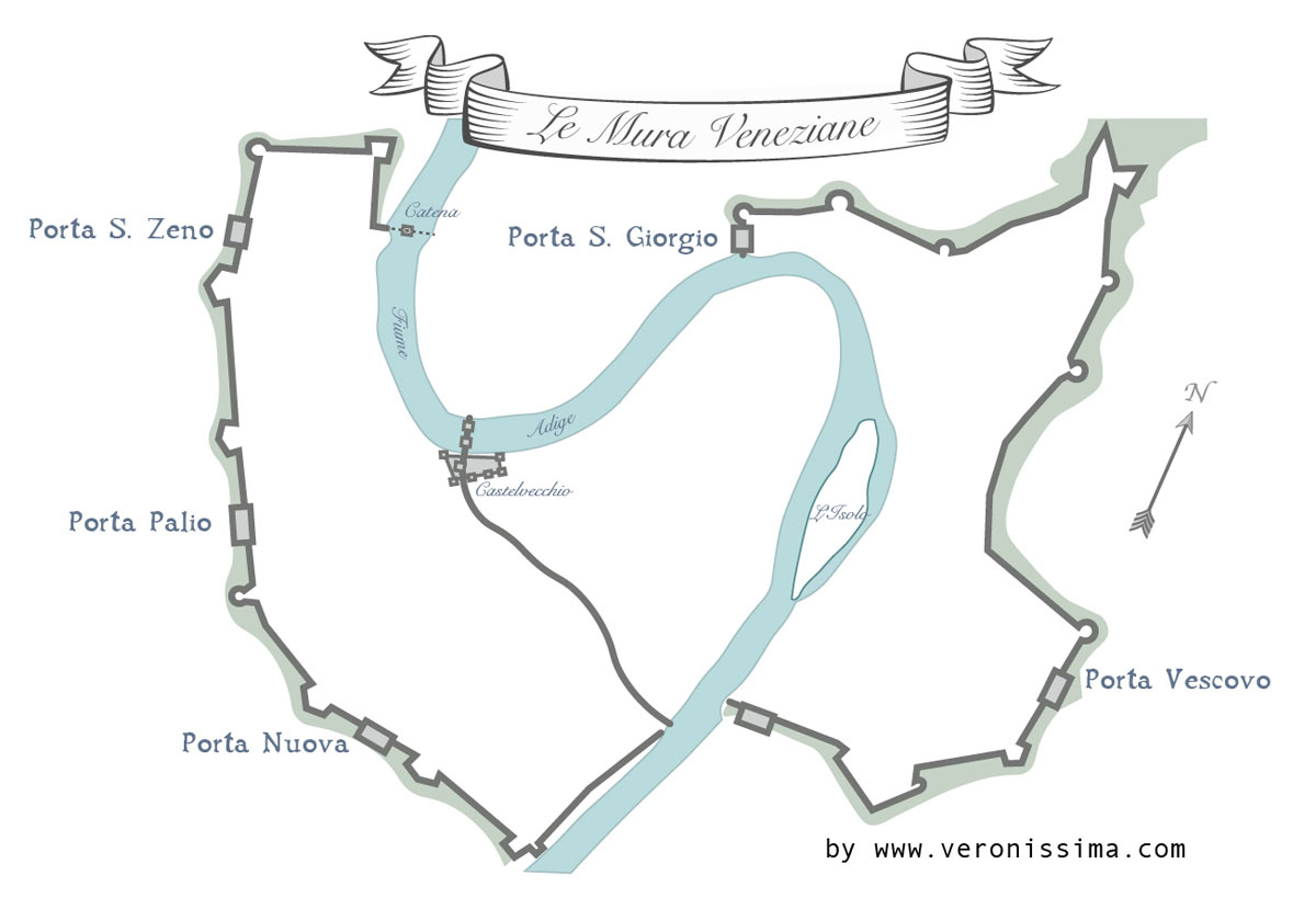 mappa mura veneziane di Verona