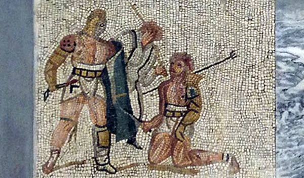 Mosaic representing gladiators fights