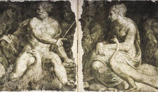 Renaissance fresco with Jupiter and Juno