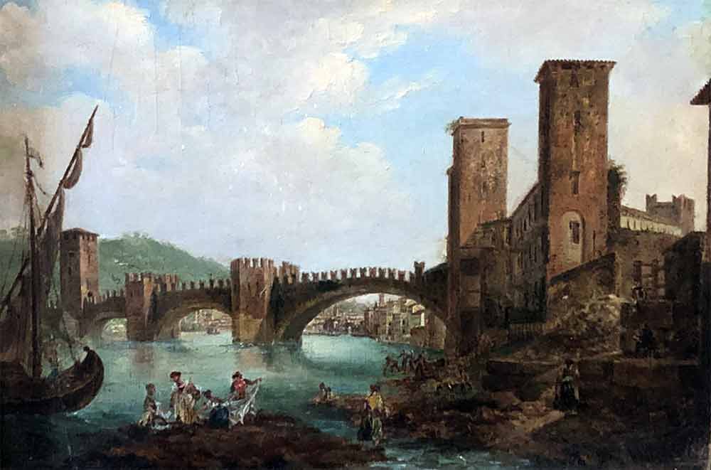 Painting representing Castelvecchio in Verona