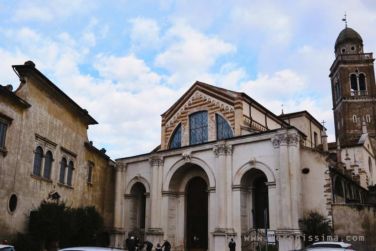 The facade of Santa Maria in Organo church in Verona