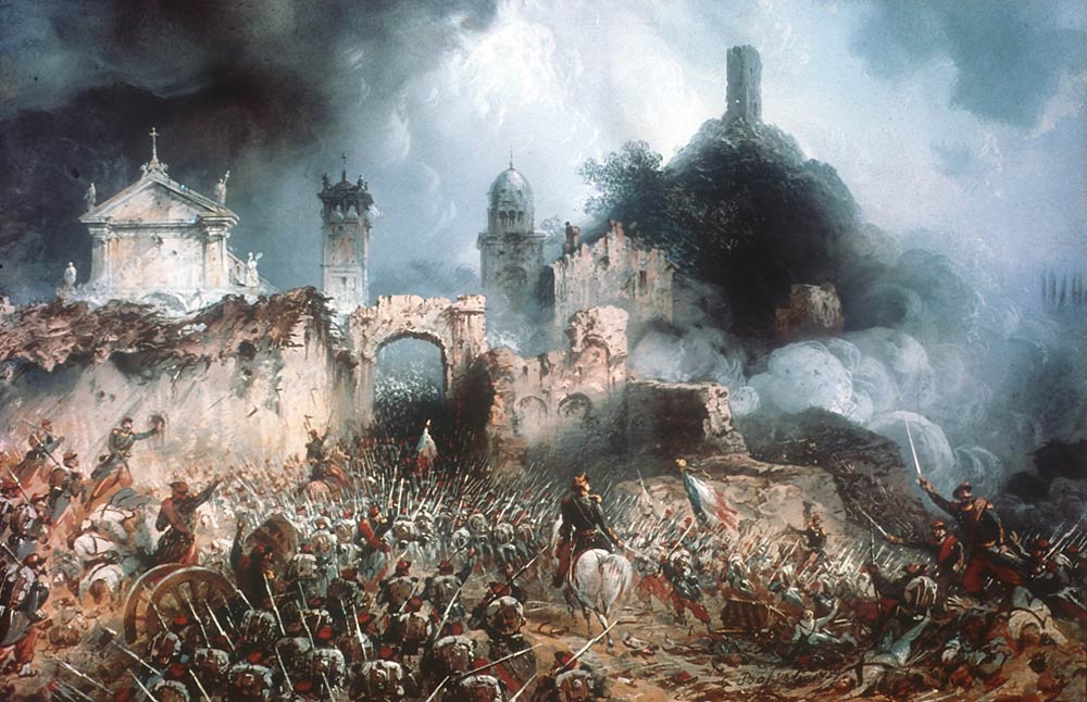 dipinto che mostra la battaglia di Solferino