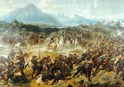 dipinto che mostra la battaglia di Custoza