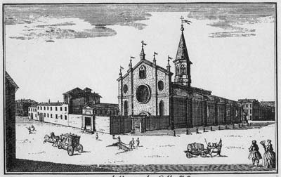 Stampa dell'antica chiesa di Santa Maria della Scala