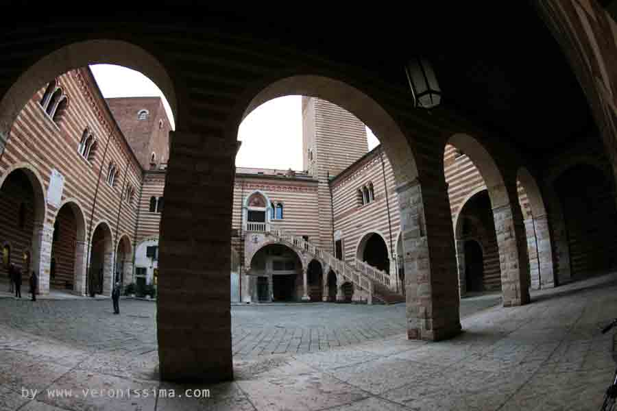 the portico of the inner courtyard of Palazzo della Ragione in Verona