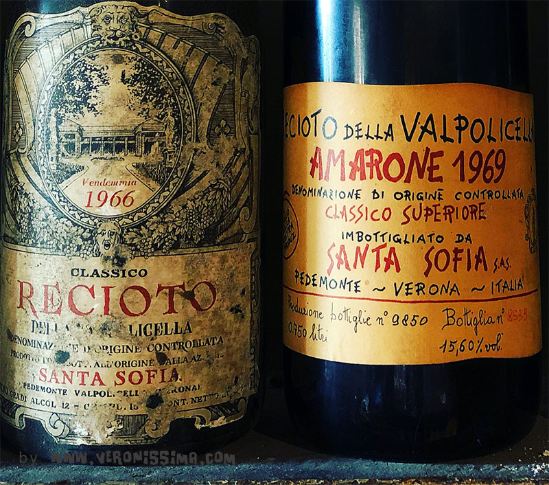 a bottle of Amarone and a bottle of Recioto wines