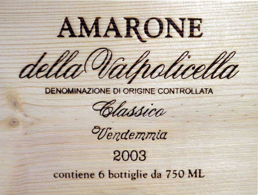 scatola legno di Amarone