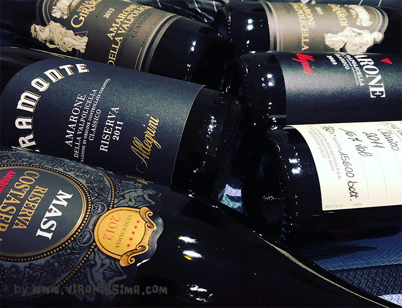 bottiglie di Amarone di vari produttori