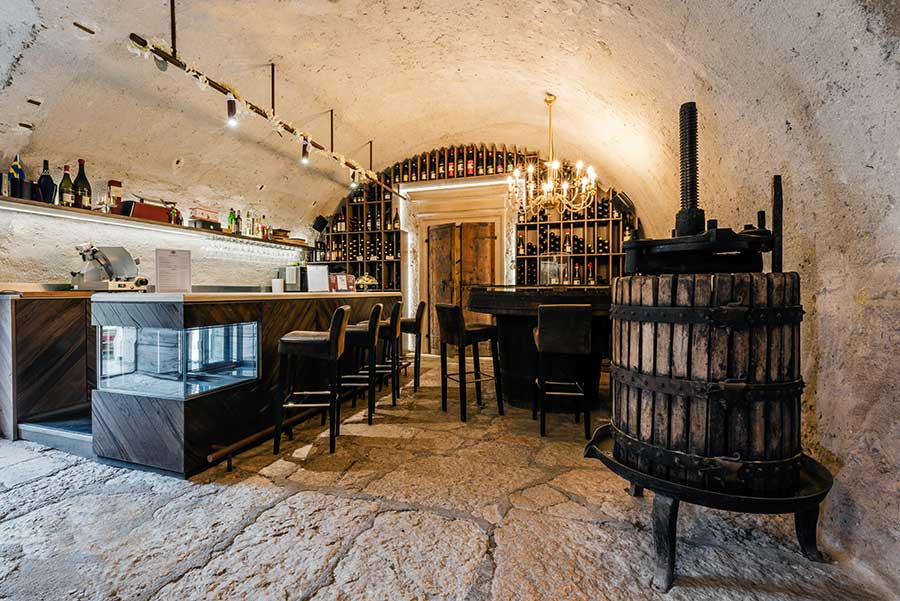 la sala degustazione all'interno della cantina Meroni in Valpolicella