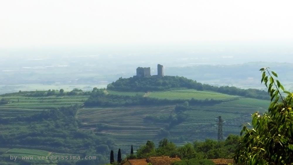 il castello di Illasi circondato da colline e vigneti