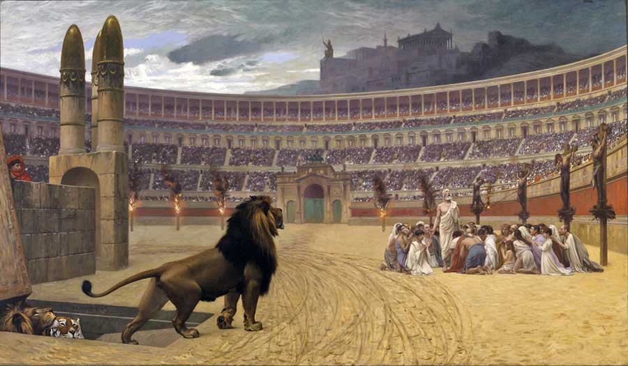 Dipinto raffigurante un gruppo di cristiani martirizzati nel Colosseo