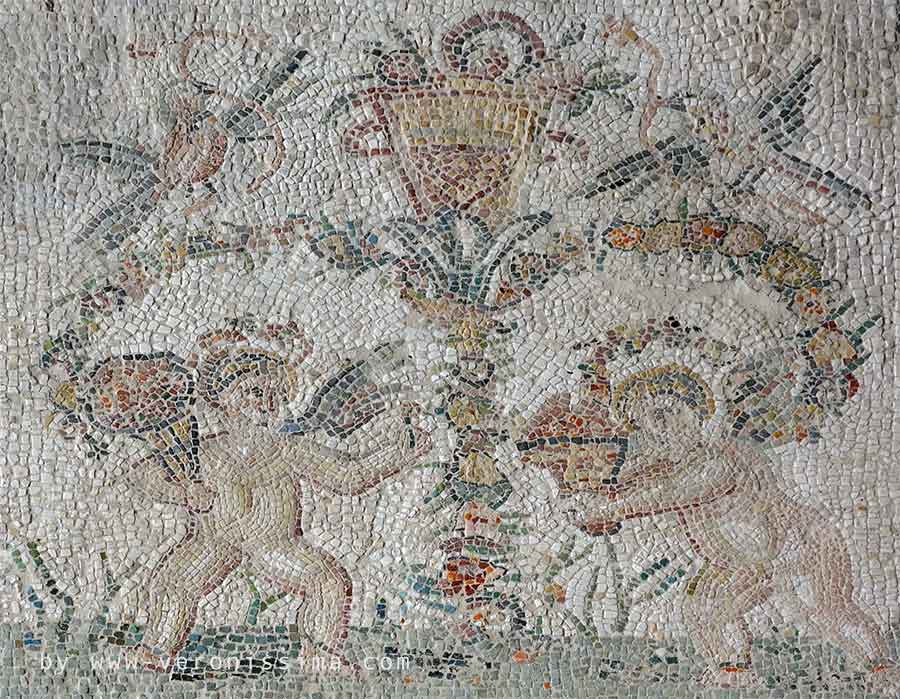 Particolare di un tappeto musivo della villa romana di Desenzano