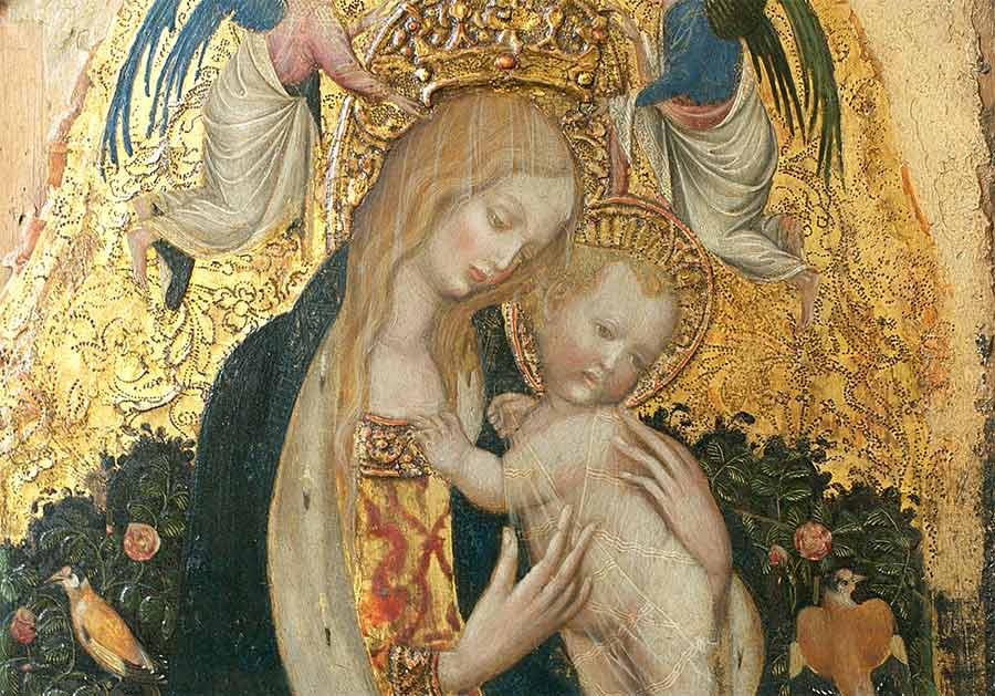 Detail of Madonna della Quaglia painting by Pisanello
