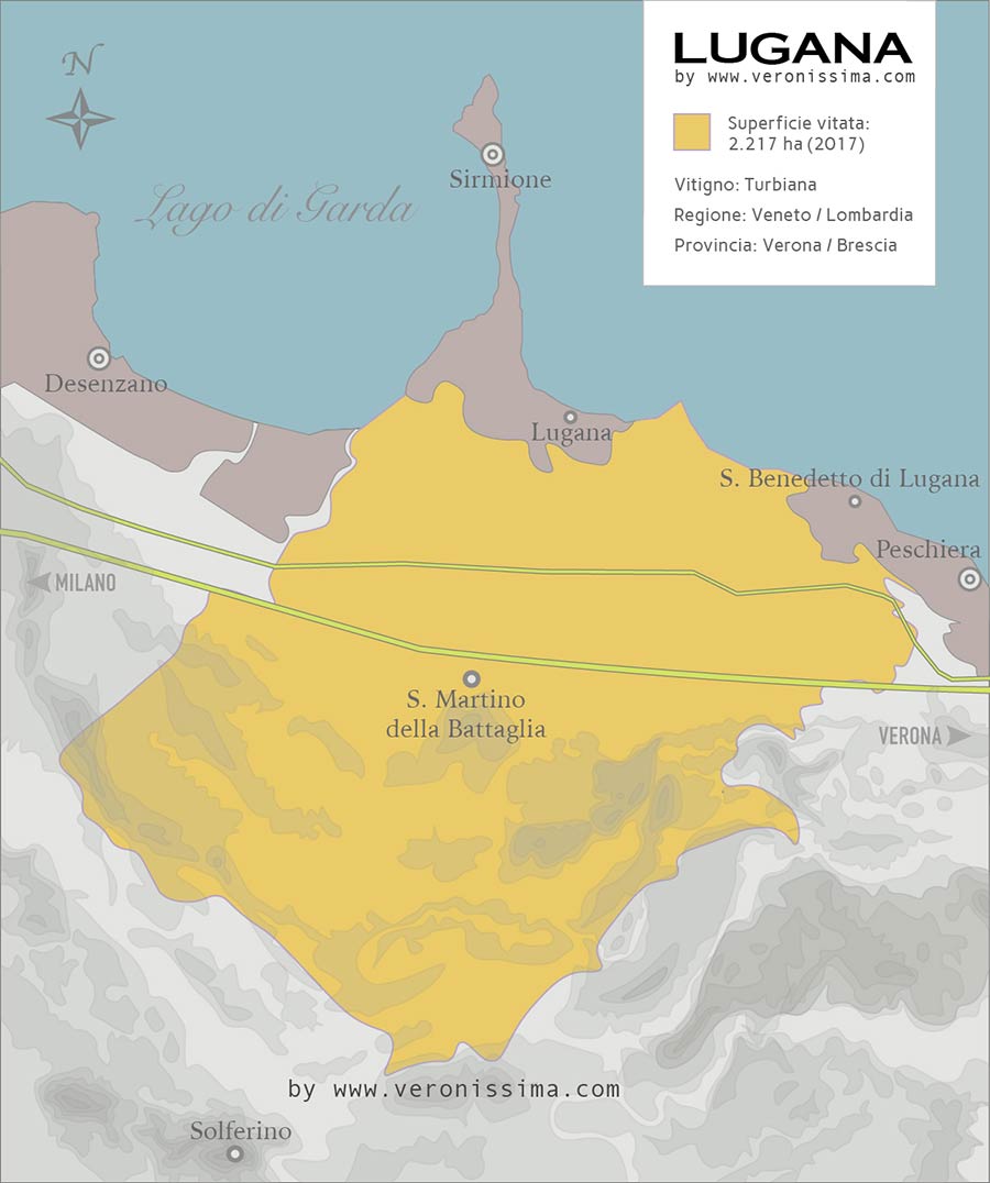mappa della zona di produzione del Lugana DOC