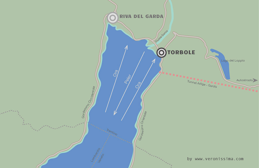 mappa dell'alto lago di Garda