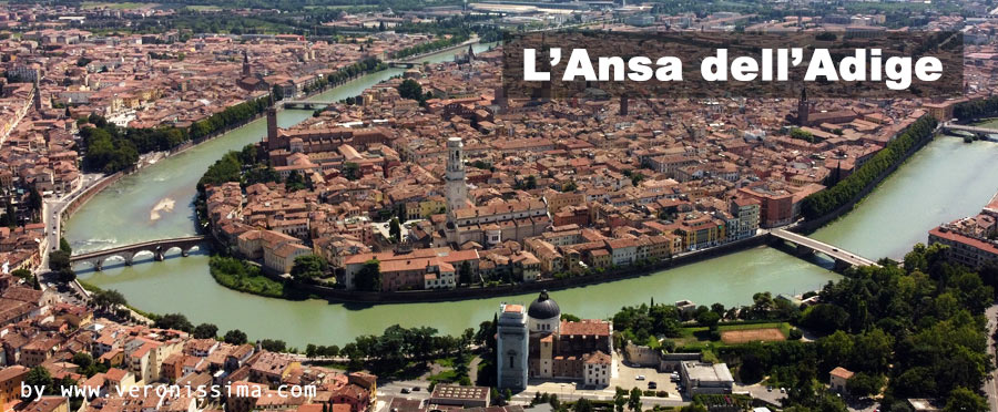 immagine aerea dell'ansa del fiume Adige a Verona