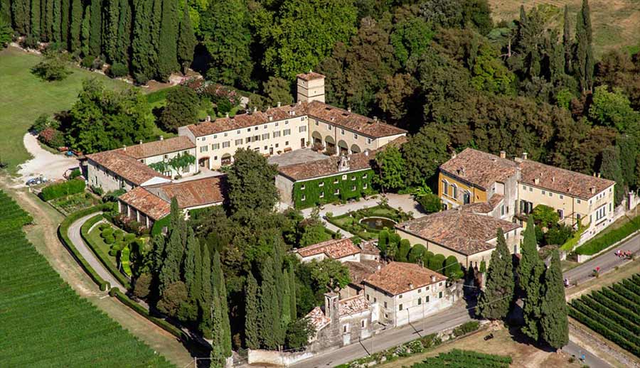 sky view of Serego Alighieri estate in Valpolicella